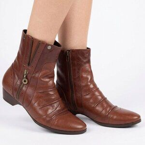 Vintage P.P.3 Brown Leather Ankle Boots Booties Whimsigoth Steampunk Y2K